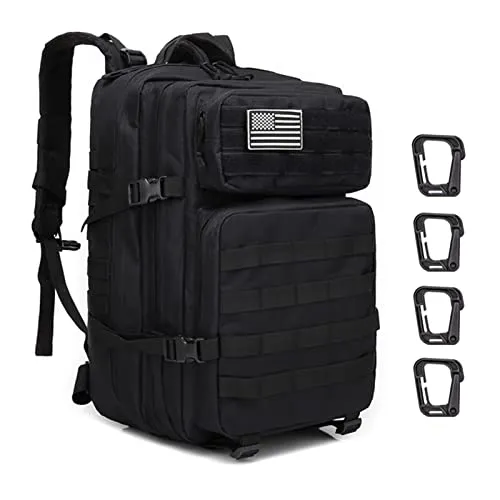 ZEHNHASE Zaino Tattico Militare 45L Tattico Molle Professionale Trekking Zaino Tasche Multiple in Nylon 600D ad Alta Capacità per Campeggio, Zaino di Assalto, Escursionismo, Patrol Camping - Nero