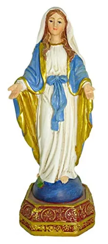 Ferrari & Arrighetti Statua della Madonna Miracolosa da 12 cm in confezione regalo con segnalibro in IT/EN/ES/FR