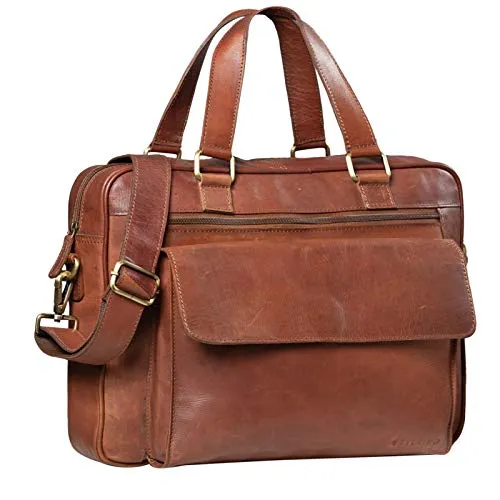 STILORD 'Florence' Borsa Portadocumenti Donna in Pelle Ventiquattrore per PC 15,6 pollici Borsa Business Vintage Uomo Retrò, Colore:cognac-marrone