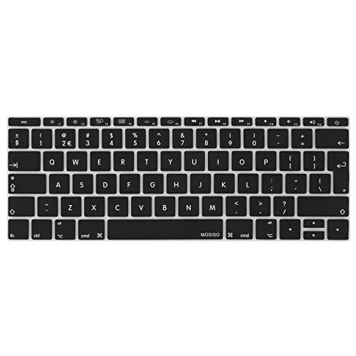 MOSISO Copertina Tastiera Compatibile con MacBook Pro 13 Pollici A1708 senza Touch Bar 2017 2016 Rilasciato,Compatibile con MacBook 12 A1534,Protettiva Pelle in Silicone (EU Layout), Nero