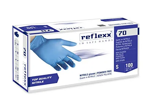 REFLEXX R70 / S Guanti senza nitrili in polvere, piccolo, blu chiaro, confezione da 100