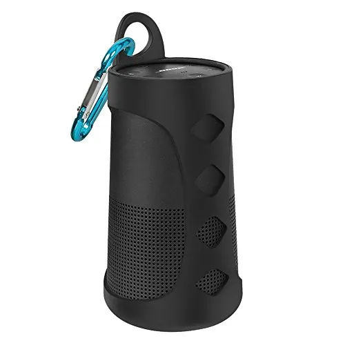 AresKo Custodie e Cover per Bose Revolve, Custodia in Silicone Custodia Morbida Cover per Bose SoundLink Revolve Bluetooth Altoparlante, Nero