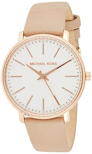 Michael Kors Orologio Pyper Donna, movimento a tre lancette, cassa in acciaio inossidabile oro rosa 38 mm con cinturino in pelle, MK2748