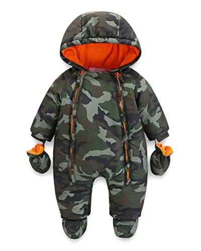 Tuta Neve Neonato Invernale Con Cappuccio Caldo E Antivento Pagliaccetto Neonata Con Guanti Onesies Tutone Neve Outfit Per Bambino 6-9 Mesi