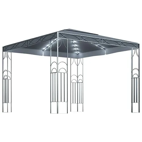 vidaXL Gazebo con Stringa di Luci LED 300x300 cm Antracite