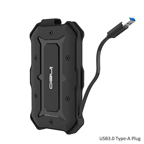 USB 3.0 to SATA III Case Esterno per Disco Rigido 2.5" - Protettive Custodia Protezione all'urto di grado militare resistente all'acqua da 2,5 pollici, HDD SSD Hard Drive Box con cavo integrato & UASP