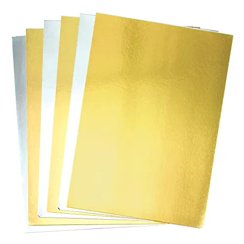 Baker Ross Cartoncino metallico oro e argento formato A4 (Pacco da 20)