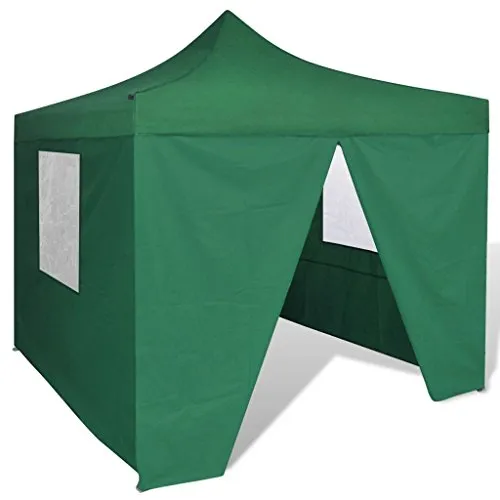 vidaXL Tenda da Giardino Pieghevole Impermeabile Verde 3x3 m 4 Pareti Gazebo