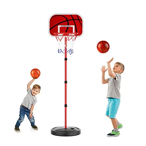 Canestro Basket 150 cm Altezza Regolabile Posteriorecon Canestro Bambini con Set di Palline e Pompa per Bambini