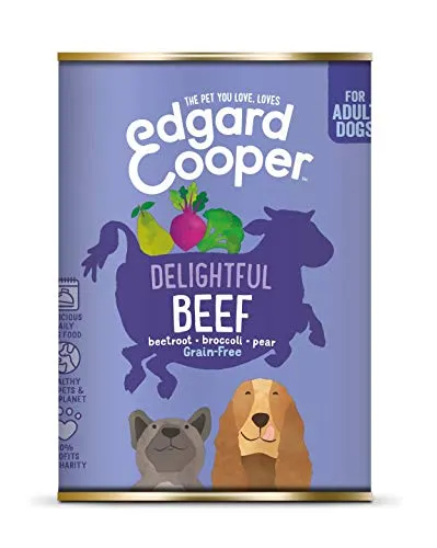 Edgardcooper Grain Free Adult per Cani da 400 Gr, Manzo Barbabietola Broccoli e Pera