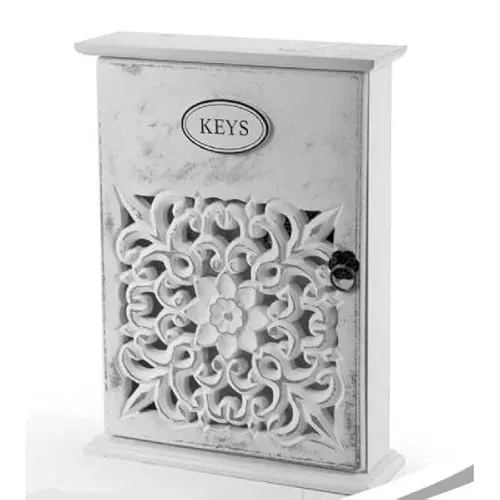 OISE ART STORE Trade Shop - Cassetta Porta Chiavi Box In Legno Da Parete 20 X 6 X 26 Cm Decoro Keys 784712