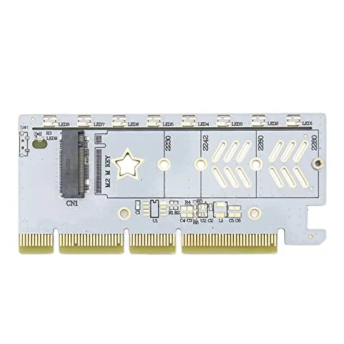 ASHATA Scheda da SSD M.2 a PCIe, Adattatore da NVMe a PCIe 4.0 X16, Scheda Adattatore da PCIe a NVMe 64 Gbps PCIe 4.0 Plug And Play NVMe SSD a Scheda PCIe per 2230 2242 2260 2280 (NVMe PCIE)