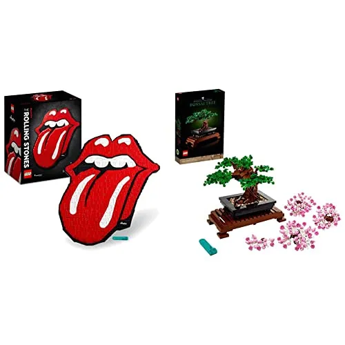 LEGO 31206 ART The Rolling Stones Logo, Set per Adulti da Costruire in Mattoncini, Decorazione da Parete Fai da Te per la Casa, Hobby Creativi & 10281 Icons Albero Bonsai, Piante Artificiali