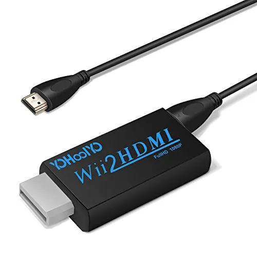 YOHOOLYO Convertitore da Wii a HDMI Adattatore Wii a HDMI 720P/1080P con Cavo HDMI con Porta HDMI e Jack 3.5mm - Nero