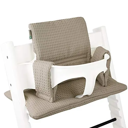 Cuscino per Seggiolone Pappa modello Stokke Tripp Trapp 2 Cuscini Schienale e Seduta Rivestimento Nido d'Ape, Comodo, Facile da Pulire Imbottitura Cotone Oeko tex Sabbia