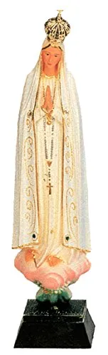 Statua Madonna di Fatima dipinta a mano con decorazioni color oro e strass (circa 27 cm)