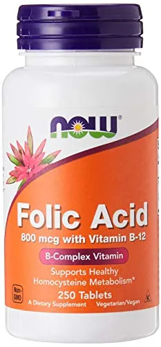 Folic Acid 800mcg + B-12 25mcg Vegetarian 250 Tablets