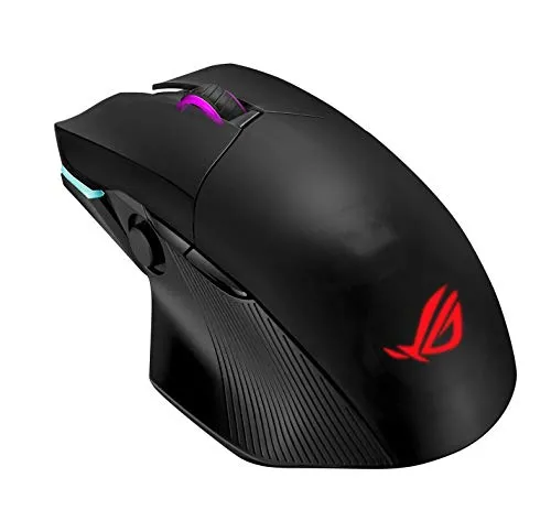 ASUS ROG Chakram Mouse Gaming RGB con 3 tipi di connettività (Wireless/2.4 GHz/Bluetooth), 16000 DPI, ricarica Qi, Switch Omron, illuminazionie Aura Sync