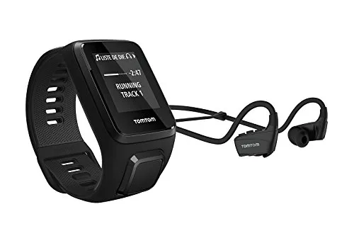 TomTom Spark 3 Cardio+Music Orologio GPS per il Fitness con Auricolare Bluetooth, Cardiofrequenzimetro Integrato, Lettore Musicale Integrato, Activity Tracker 24/7, Cinturino Large, Nero