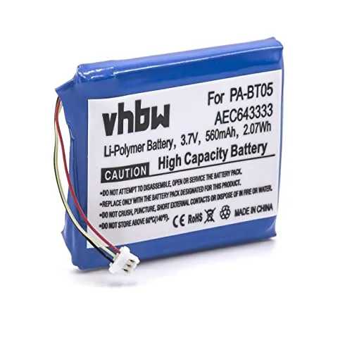 vhbw batteria sostituisce Beats AEC643333, PA-BT05 per auricolari cuffie wireless (560mAh, 3,7V, Li-Poly)