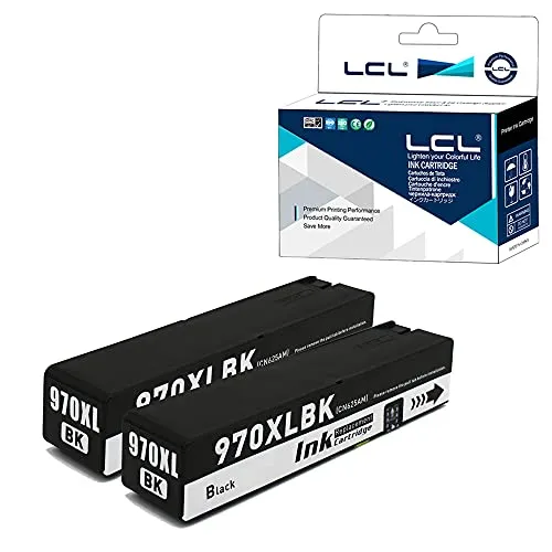 LCL Cartucce d'inchiostro Compatibile 970XL 970 XL 971XL 971 XL CN621AE CN625AE High Yield Pigmento (2 Nero) Sostituzione per HP Officejet Pro X451DN X451DW X476DN X476DW X551DW X576DW X576dn MFP