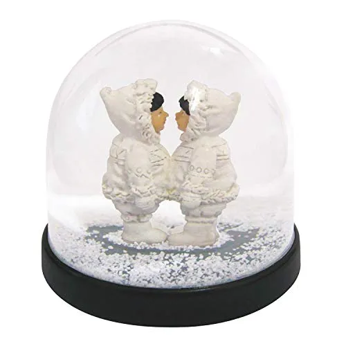 Simpatico globo di neve/ palla di vetro con neve da agitare, pregiata, con graziosa volpe . 8 x Ø 8.5 cm