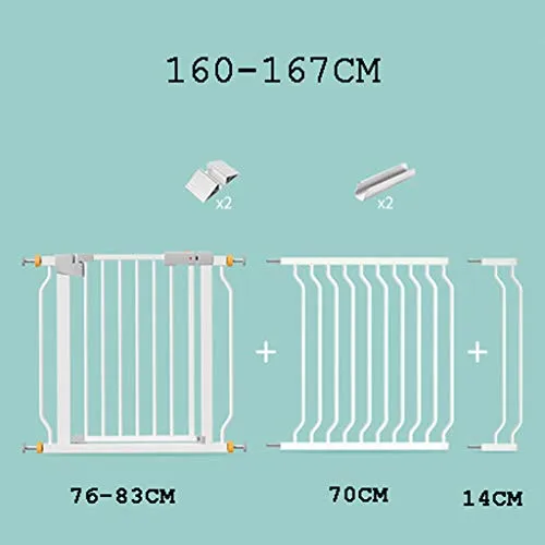 MINAWER Cancelletto per Bambini Estensibile Sicurezza Nessun Punzonatura in Metallo Recinto Cani Ringhiera Bianca (Altezza:78CM) 160-167CM