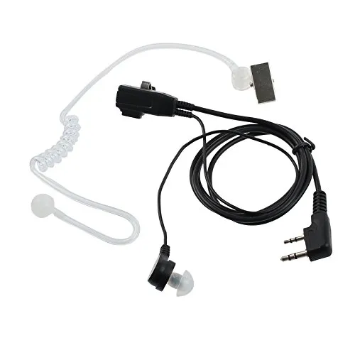 eSynic 1 Pezzo di Auricolare con Condotto Pneumatico e Microfono PTT per Walkie Talkie Baofeng 888s e UV5R - Cuffie Radio Trasmittente da Ricambio Connettori 2 Pin Tipo K per Radioline Kenwood Puxing