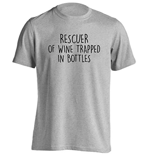 Flox Creative Rescuer of Wine intrappolato in Bottiglie T-Shirt S - 2XL Grigio Large