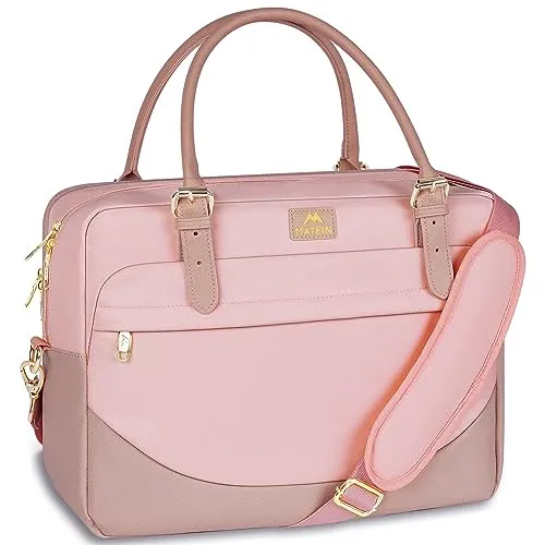 MATEIN Grande Borsa Porta PC 15.6 Pollici Donna, Resistente all'acqua Valigetta Portadocumenti Tracolla per Ufficio, Università, Scuola, Rosa