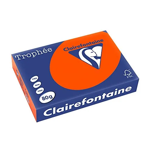 Clairefontaine Trophée RAM.500F.A4 - Risma di carta colorata, 80 g, formato A4, colore: Rosso vivo