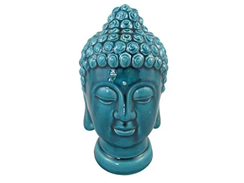 | Bumbar Bellissima testa di Buddha turchese in ceramica Feng Shui, meditazione, decorazione,