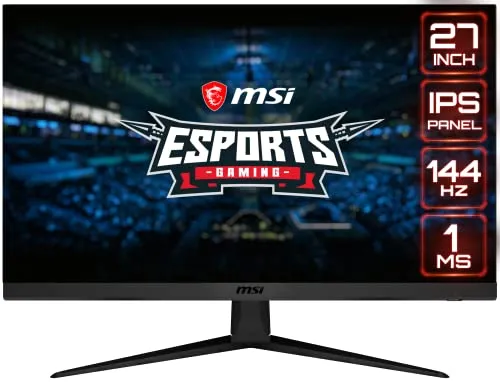 MSI Optix G271 Monitor Gaming 27", Display 16:9 FHD (1920x1080), Frequenza 144Hz, Tempo di risposta 1ms, Pannello IPS, AMD FreeSync, Night Vision, Frameless