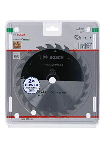 Bosch Professional Lama per sega circolare Standard for Wood (legno, 184 x 16 x 1.6 mm, 24 denti, accessorio per sega circolare a batteria)