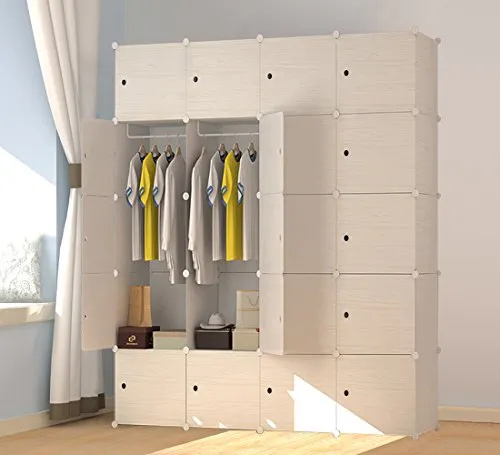 PREMAG Portable Plastic Wooden Wardrobe, Modular to Save Space, Cubes Organizer(20 New)