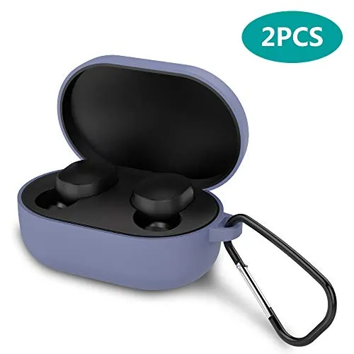 GeeRic Custodia Compatibile per Xiaomi Mi True Wireless Earbuds 2019,2PCS Accessori Kit Case Protective Silicone Auricolari Cover Compatibile per Xiaomi Redmi Airdots Impermeabile Buono Regalo Viola