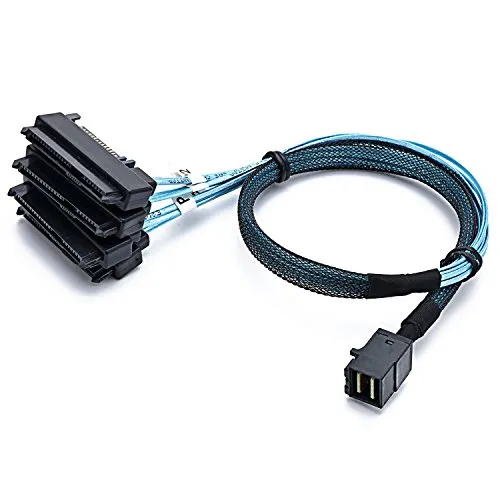 CABLEDECONN SFF-8643 - Connettori interni Mini SAS HD a (4) 29 pin SFF-8482 con porta di alimentazione SAS 15 pin 12GB/S (0,5 M)