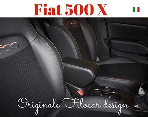 Filocar Design Bracciolo 500X (Nero con Cuciture ribattute Bronzo)