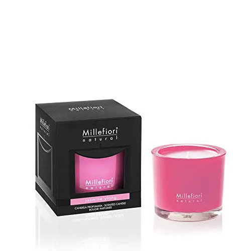 Millefiori Natural Candela Jasmine Ylang, Rosa, 9.5x9.5x10.5 cm