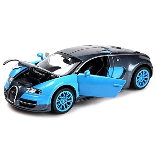 KDMB Modellino Auto Bugatti Veyron 1:32 Analogico in Lega pressofusa Suono e Luce Tirare Indietro Modellino Giocattolo 13.6x6x4CM Modellino Auto (Colore: A)