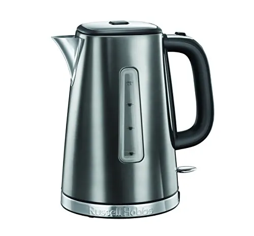 Russell Hobbs Bollitore acqua elettrico, 1.7 L, 2400 W, ebollizione rapida (55 sec), Filtro anticalcare rimovibile e lavabile, Acciaio Inox, Bollitore Luna, Grigio, 23211-70