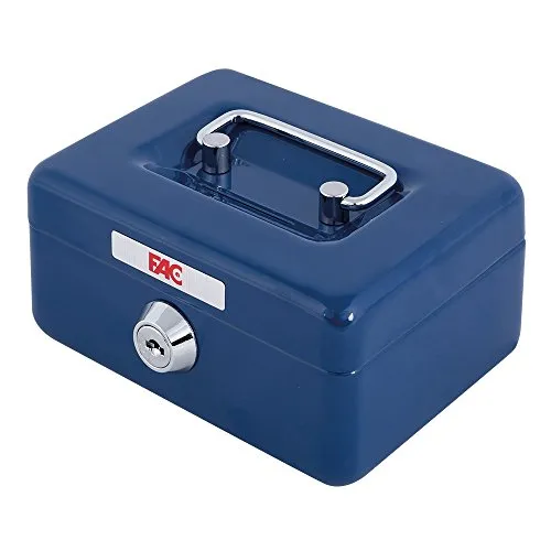 FAC 17014 - Mini cassetta di sicurezza con feritoia salvadanaio, numero 0, colore azzurro