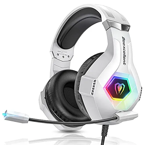 Cuffie Gaming per PS4 Xbox One PS5, Cuffie Da Gaming con Microfono e Bass Stereo Cancellazione del Rumore Controllo del Volume per PC Mac