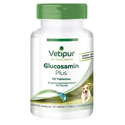 Vetipur Glucosamin Plus - 90 compresse per cani - Combinazione di glucosamina, condroitina, MSM, vitamina C e vitamina E