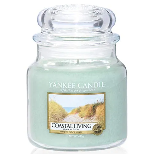 Yankee Candle Candela profumata in giara media | Vita costiera | Durata Fino a 75 Ore