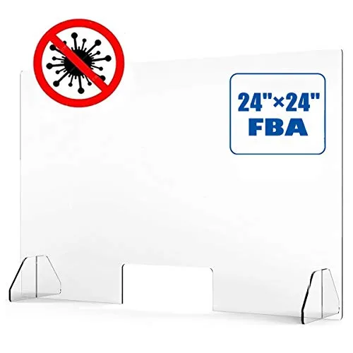 Sneeze Guard Shield per bancone, scudi isolanti per ristoranti, negozi di alimentari, acrilico trasparente protettivo in plexiglass per reception, finestre transazioni, nail art, cassiere, 61 x 61 cm