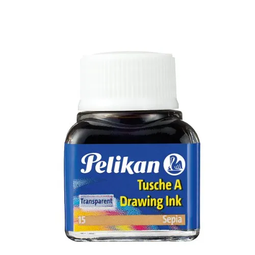 Pelikan 201640 Inchiostro China 523-15, Seppia, 10 ml in Vetro, Utilizzabile su Carta, Cartoncini da Disegno e Film Opacizzati