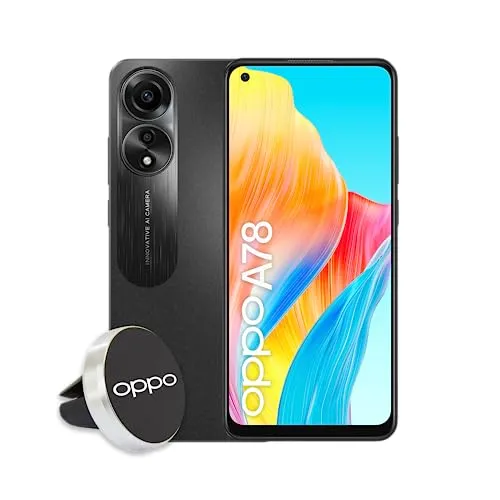 OPPO A78 4G Smartphone, AI Doppia fotocamera 50+2MP, Selfie 8MP, Display 6.43” 90HZ AMOLED FHD+, 5000mAh, RAM 8(Esp 4GB/6GB/8GB)+ROM 128GB (esp1TB), IP54, Supporto Auto [Versione Italia], Mist Black