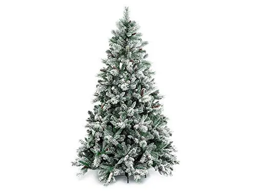 XONE Albero di Natale 210cm INNEVATO con PIGNE -Gardena- Super FOLTO Natalizio Verde Neve