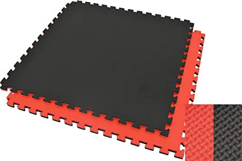 Ninestars - Tatami Puzzle 2 cm, nero/rosso, motivo a T (versatili)